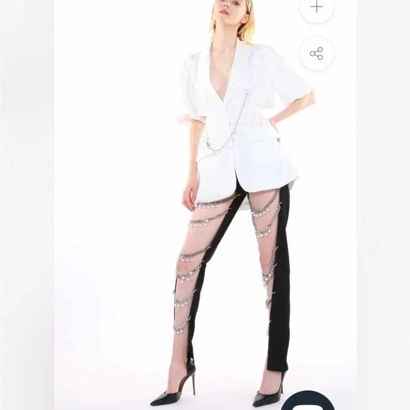 Beulah Chain Linked Pearl Embellished  Black Straight Leg Jeans Size Medium - Picture 14 of 14